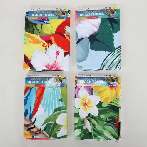 Beach Round Quick Drying Towel - Tropical Design