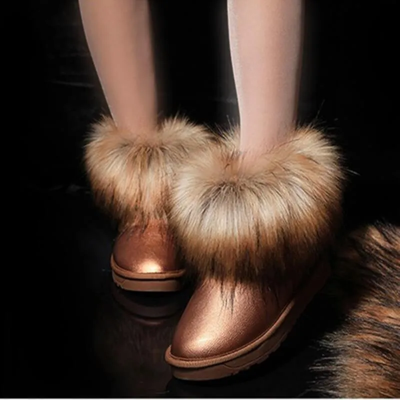 Fur Snow Round Toe Suede Boots