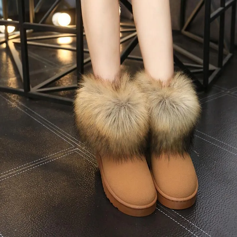Fur Snow Round Toe Suede Boots