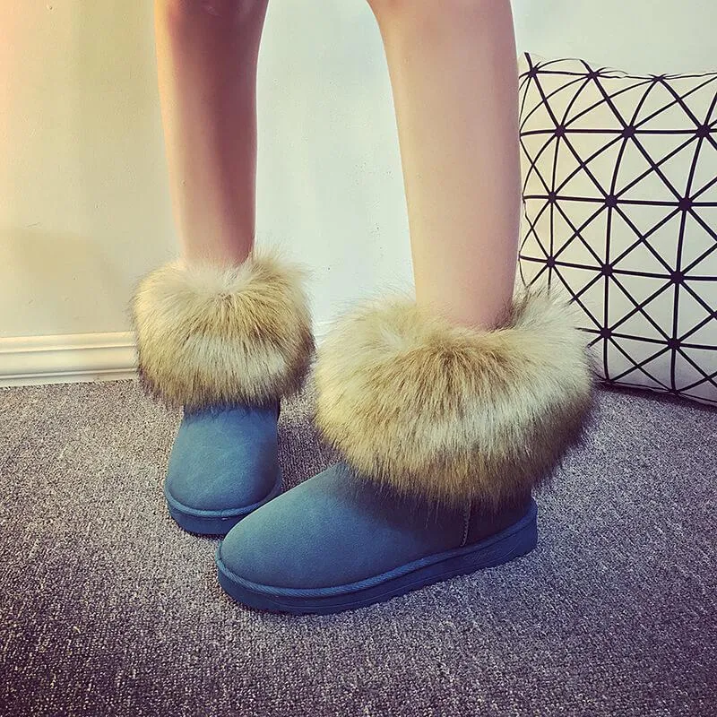 Fur Snow Round Toe Suede Boots