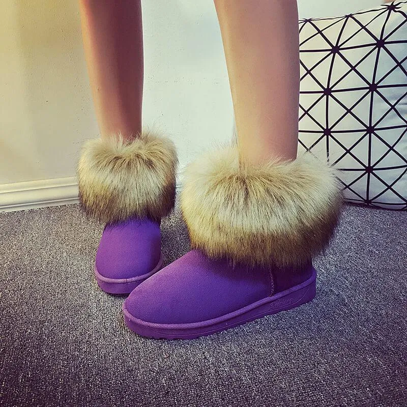 Fur Snow Round Toe Suede Boots