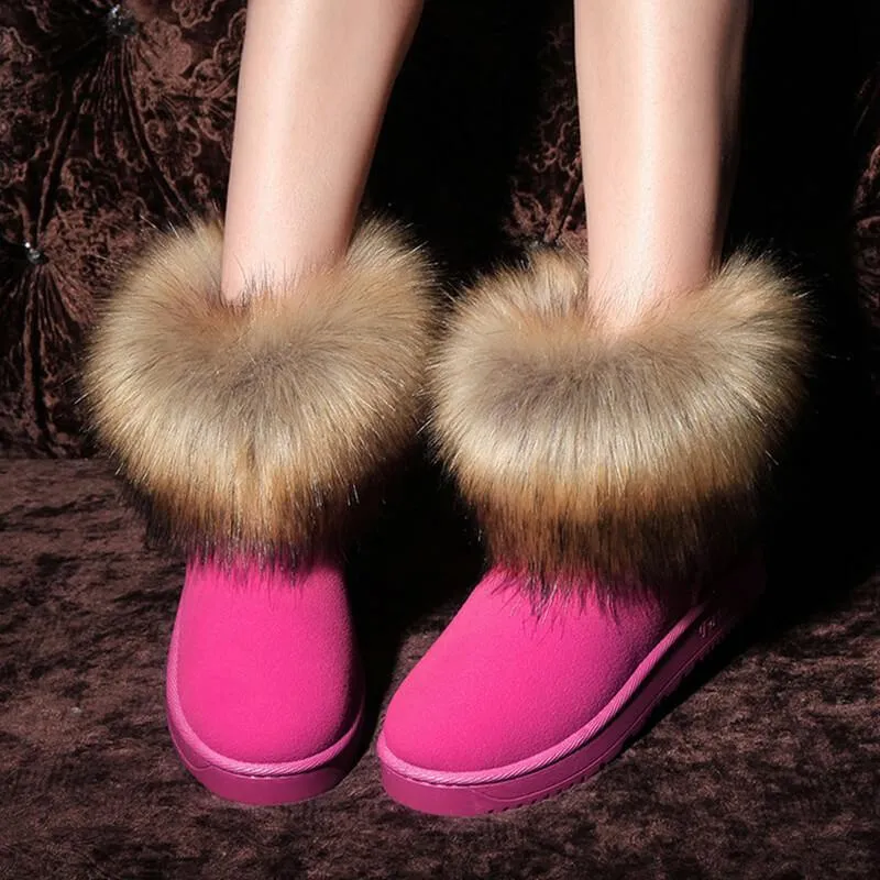 Fur Snow Round Toe Suede Boots