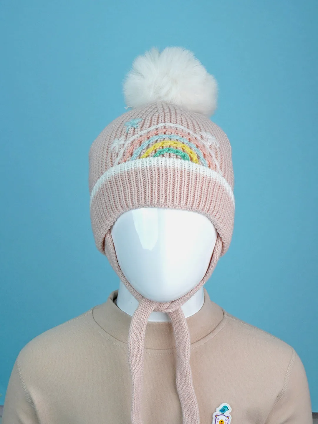 Little Surprise Box Embroidered Rainbow Knitted Woolen Winter Cap/ Beanie For Kids.