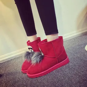 Low Heel Snow Fur Suede Boots