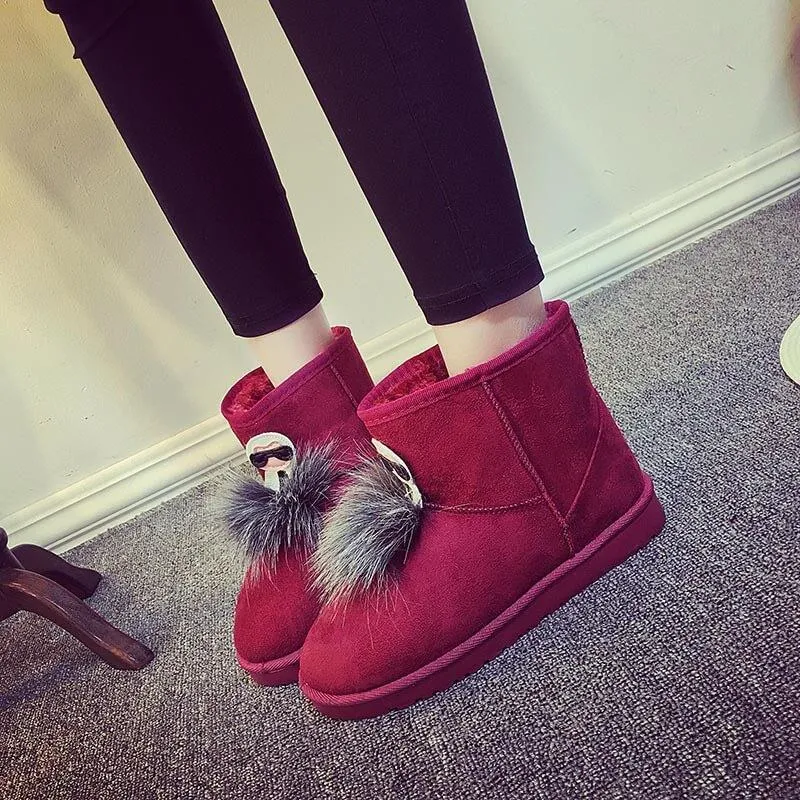 Low Heel Snow Fur Suede Boots