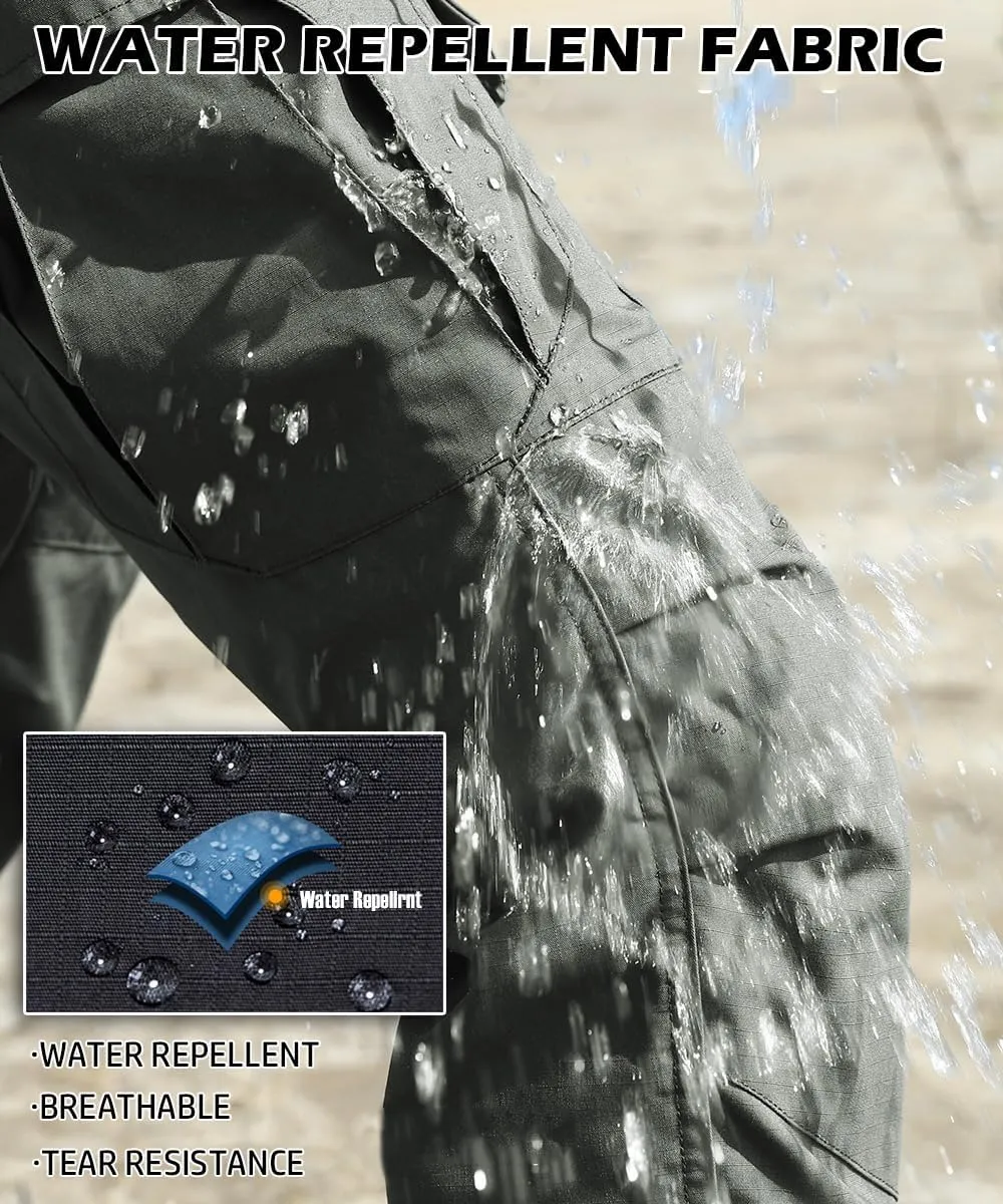 Men's Outdoor Tactical Pants Rip Stop Lightweight Waterproof Military Combat