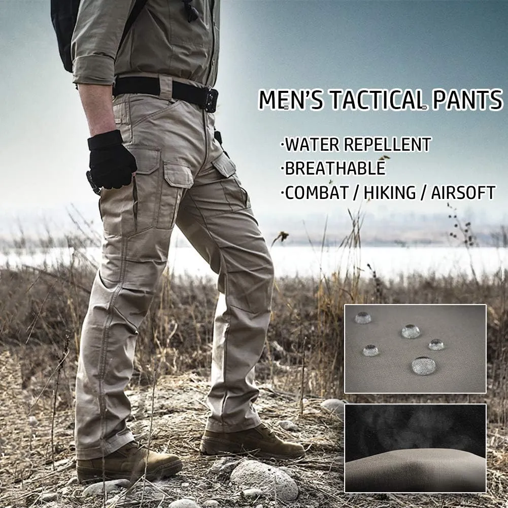 Men's Outdoor Tactical Pants Rip Stop Lightweight Waterproof Military Combat