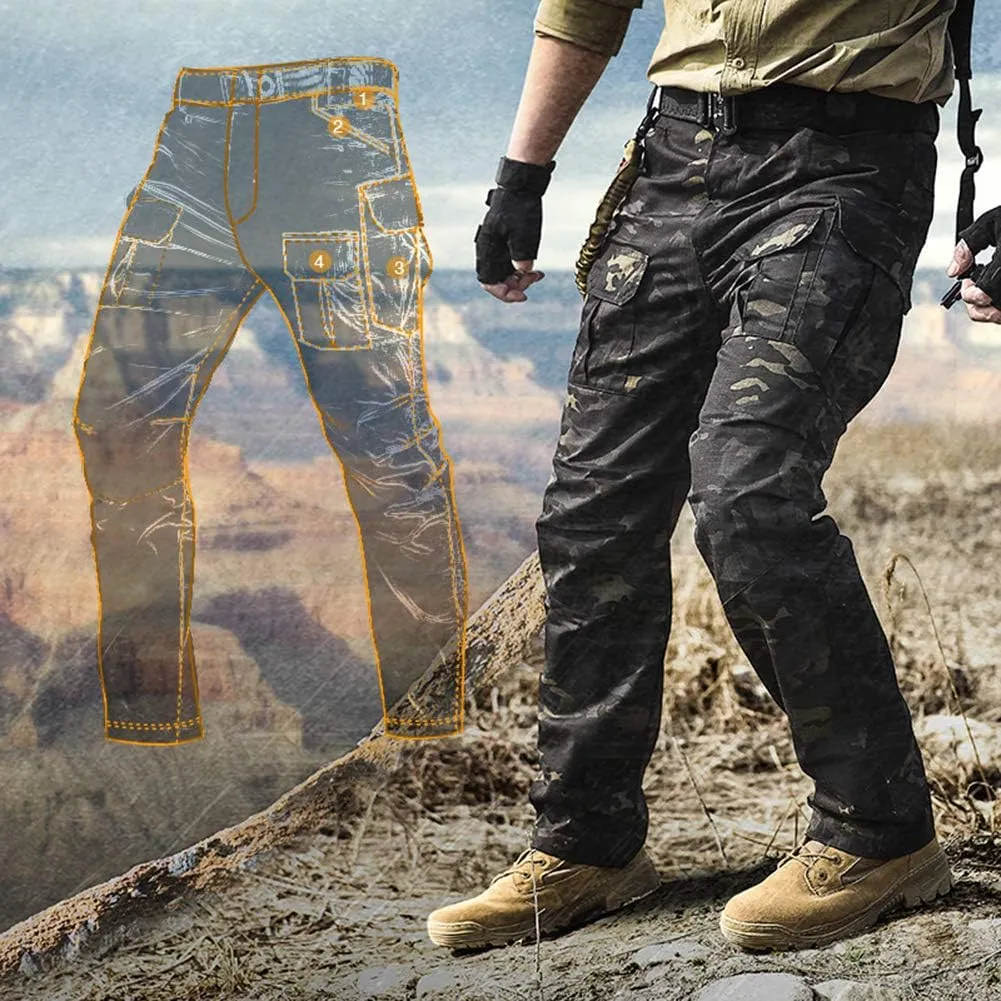 Men's Outdoor Tactical Pants Rip Stop Lightweight Waterproof Military Combat