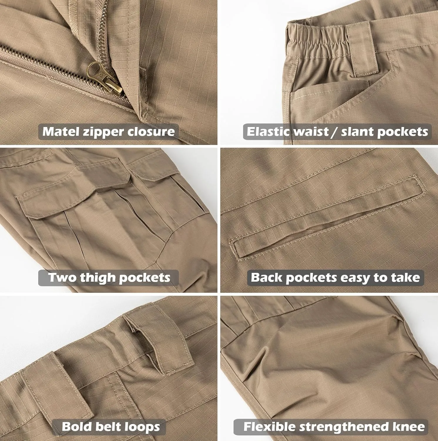 Men's Outdoor Tactical Pants Rip Stop Lightweight Waterproof Military Combat