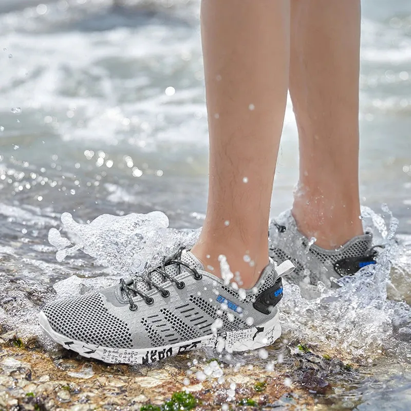 Men's Water Sports Shoes Non-slip Outdoor Wear-resistant Breathable Hiking Beach Quick-drying Outdoor Fishing Wading Shoes Laces