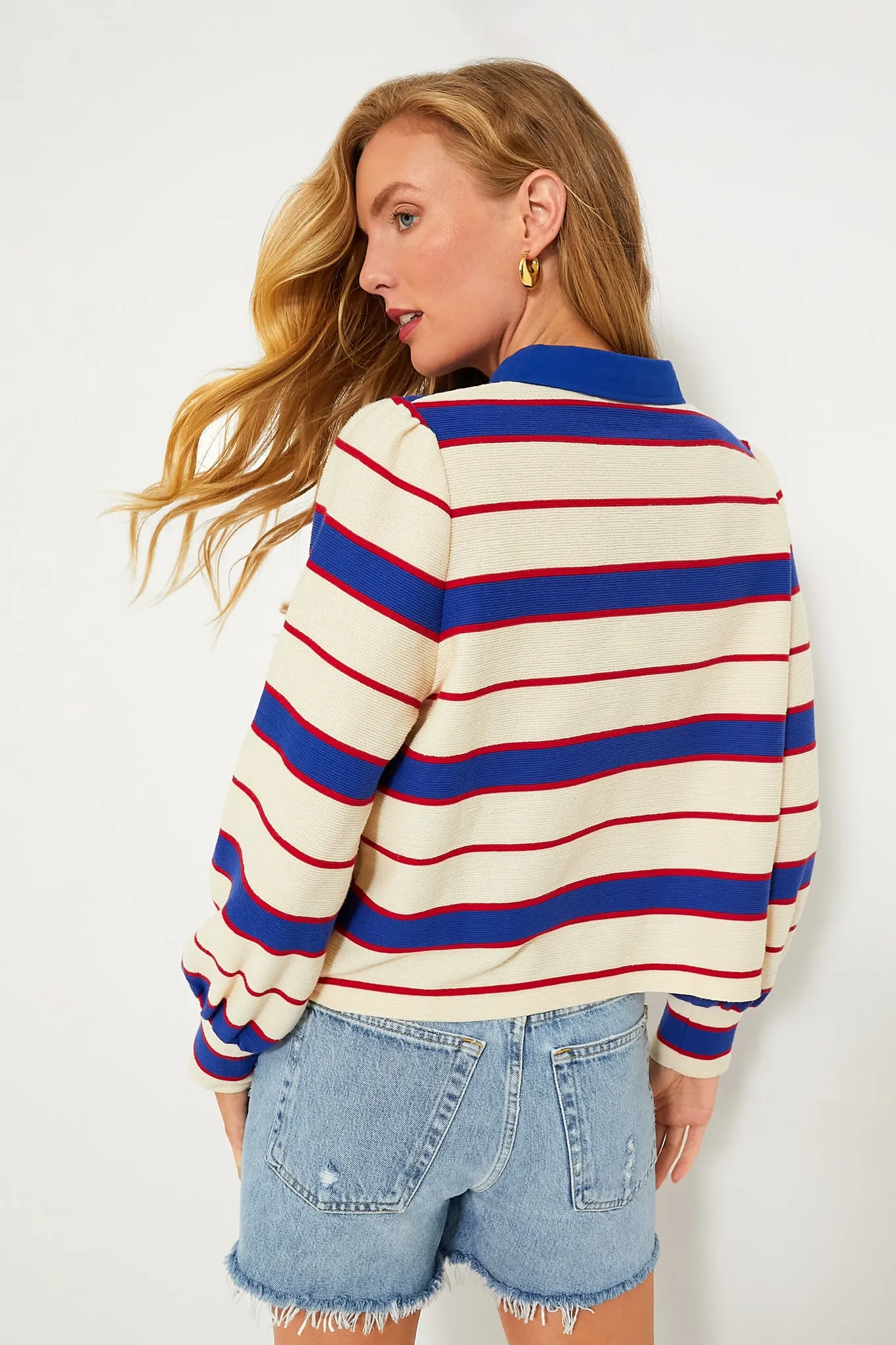 Navy Stripe Bradley Knit Polo Popover