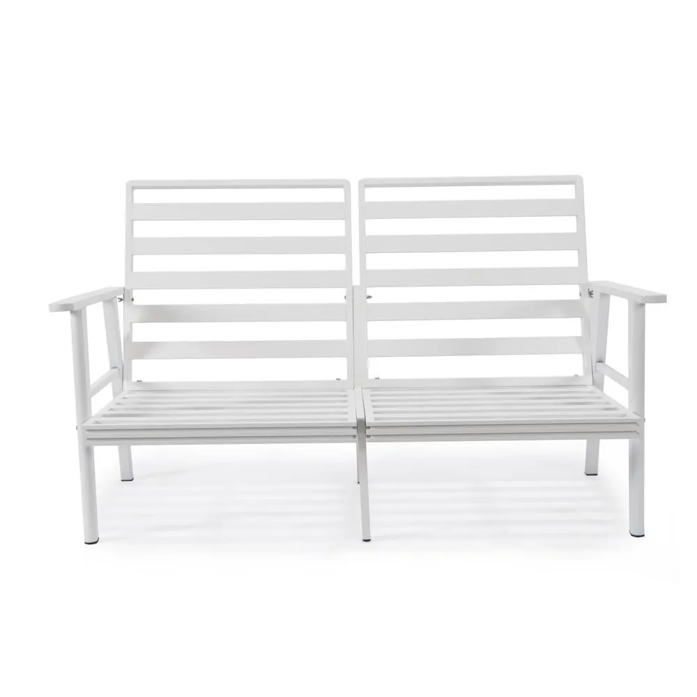 Outdoor Patio Loveseat with White Aluminum Frame - Weather-Resistant and Cozy