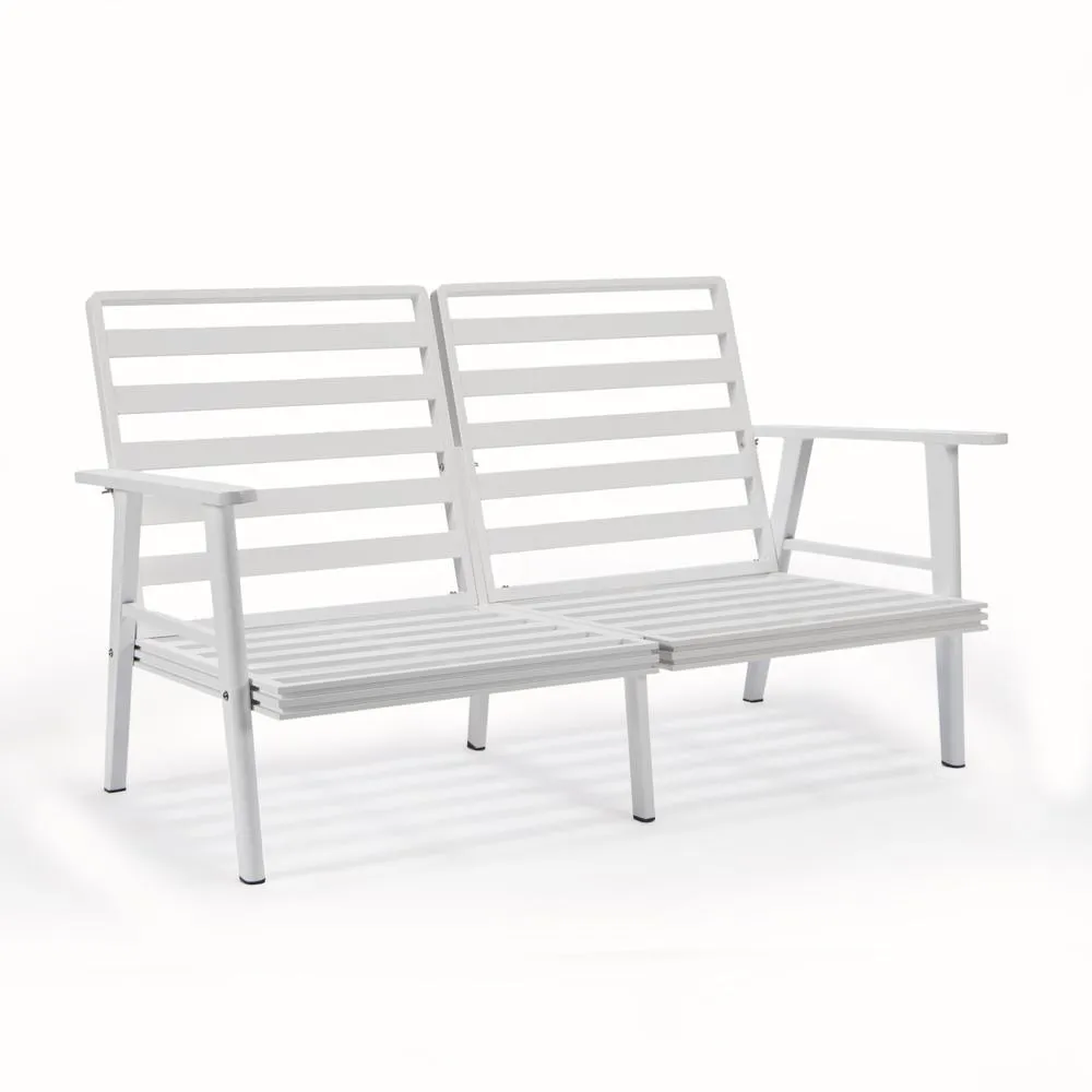 Outdoor Patio Loveseat with White Aluminum Frame - Weather-Resistant and Cozy