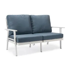 Outdoor Patio Loveseat with White Aluminum Frame - Weather-Resistant and Cozy
