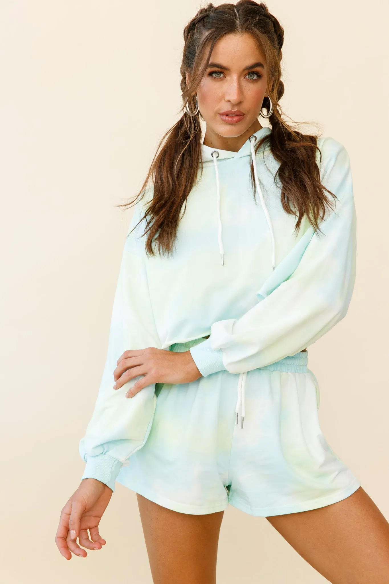 September Sun Crop Length Hoodie Green