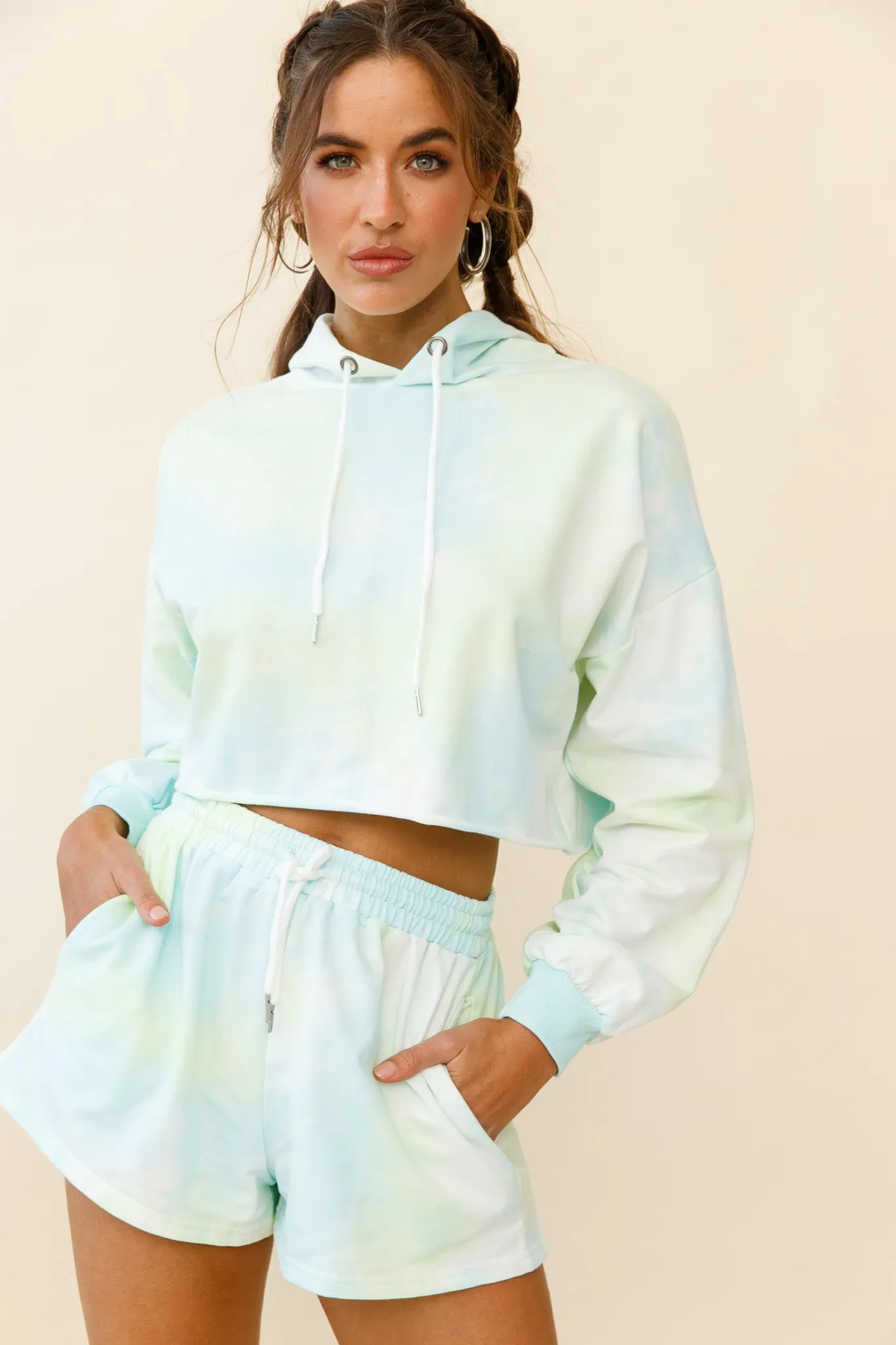 September Sun Crop Length Hoodie Green