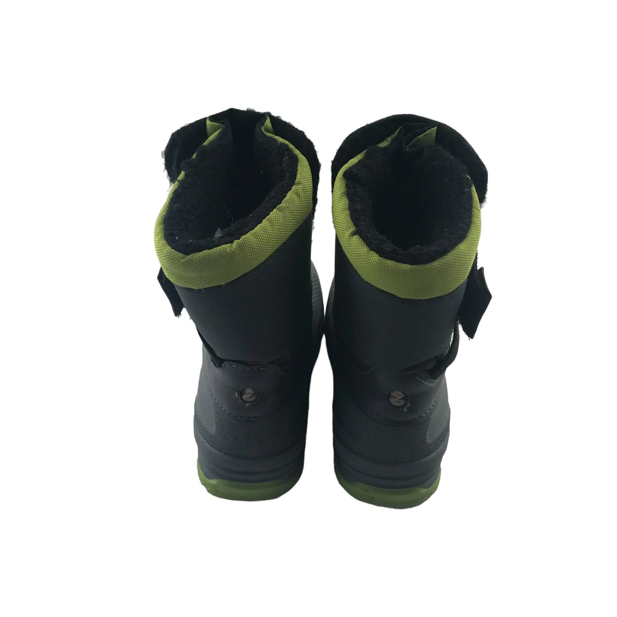Winter boots shoe size 12 junior grey and lime green waterproof snow boots