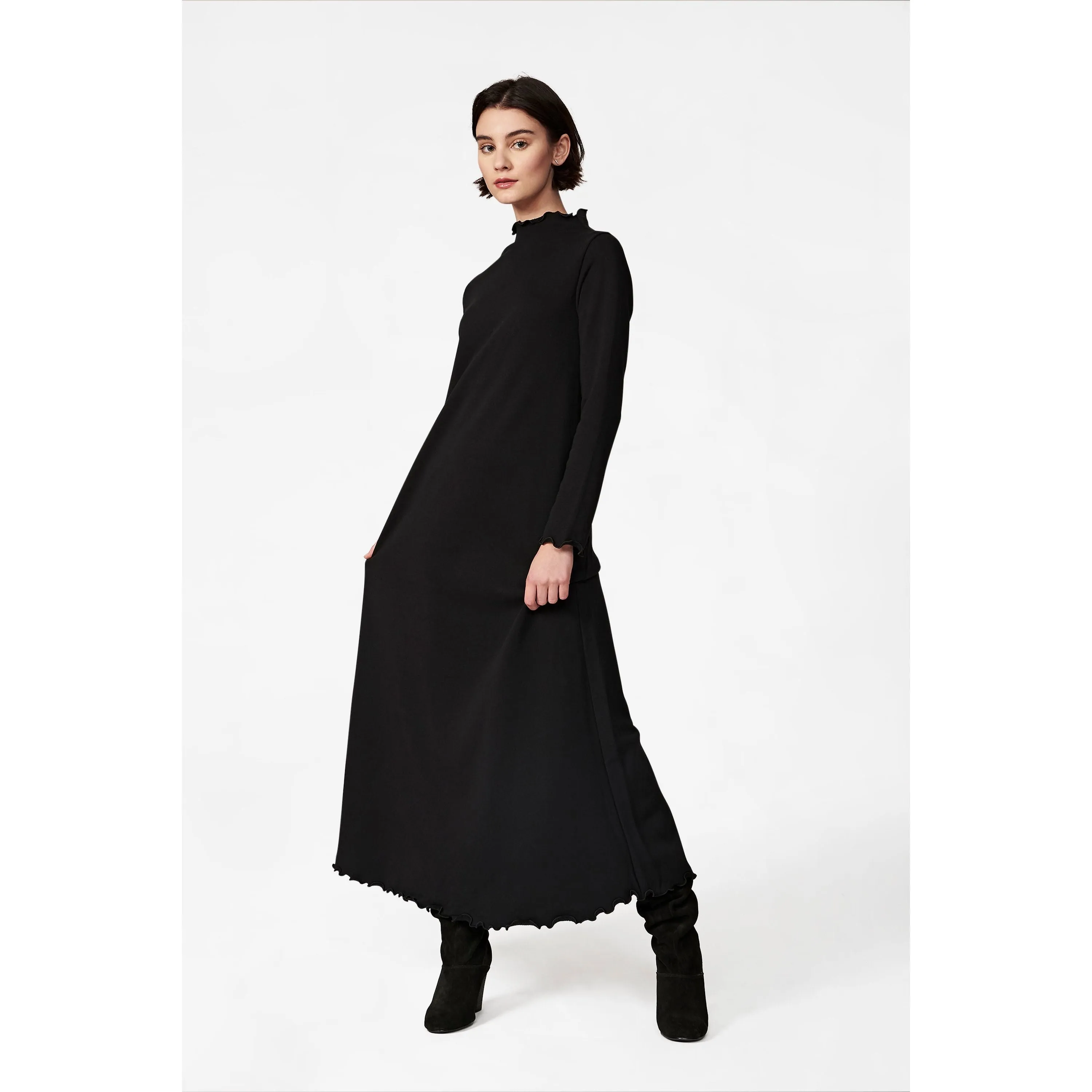 Women's Lounge Dress in Black French Terry by Casey Marks