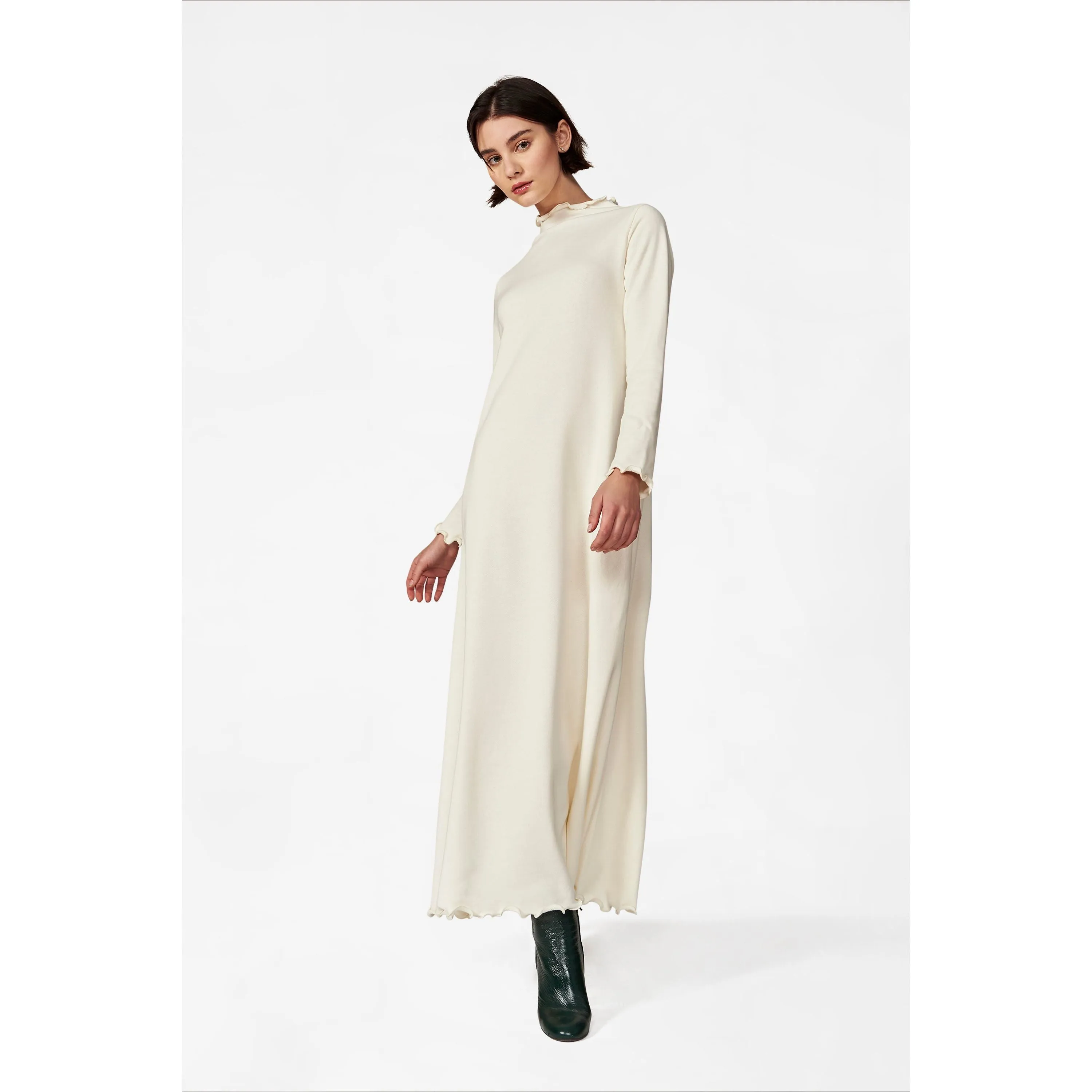 Women's Lounge Dress in Cream French Terry by Casey Marks