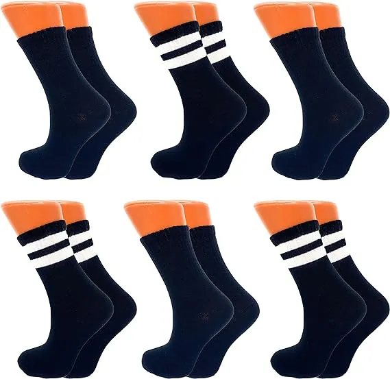 Women's Tennis Crew Socks, Extra Thin and Breathable, 6 Pairs, 85% Cotton